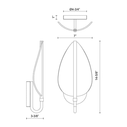 Flora LED Wall Light - line drawing.