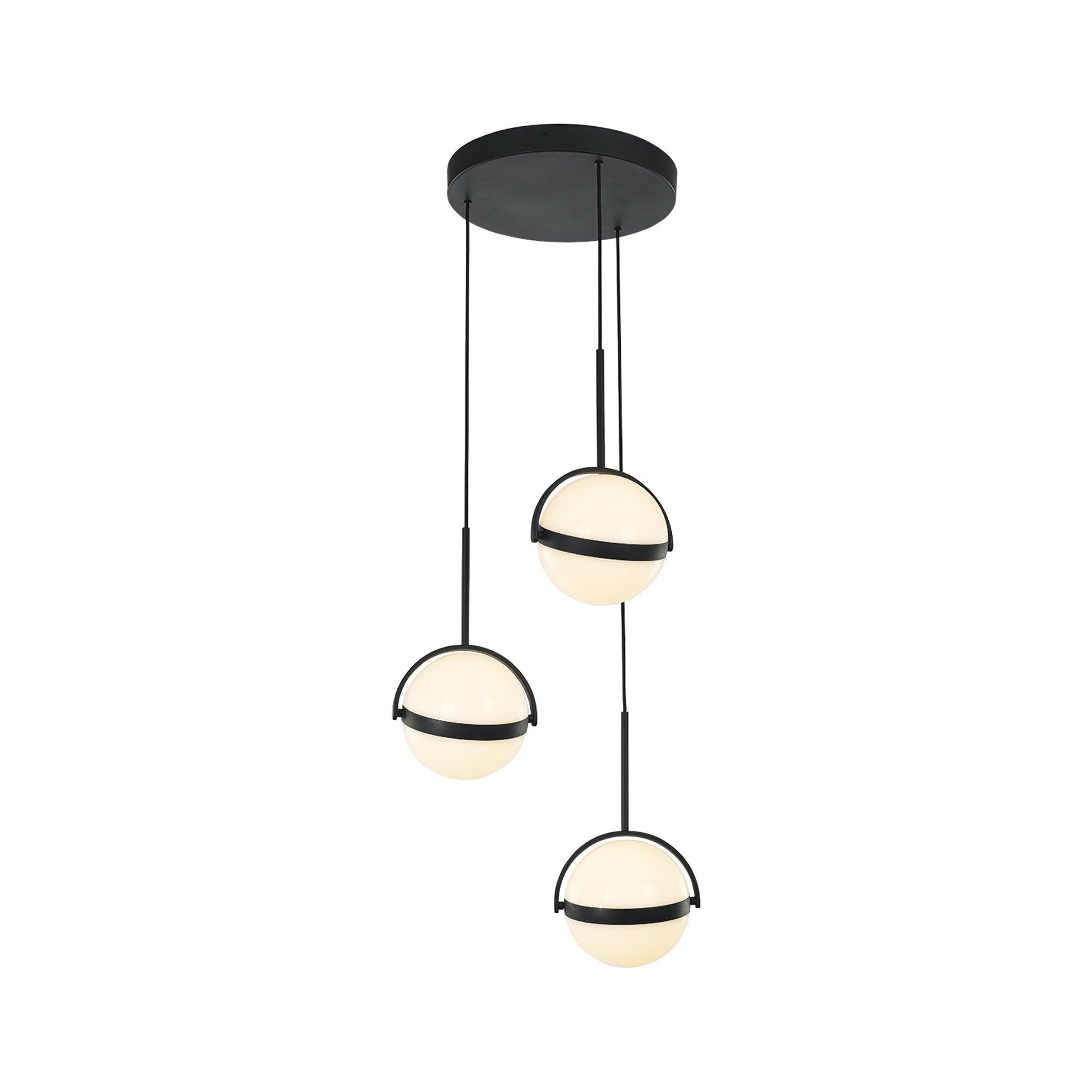 Globo Multi-Light LED Pendant Light in Matte Black (3-Light).