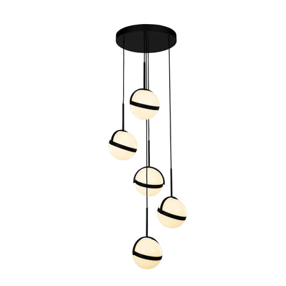 Globo Multi-Light LED Pendant Light in Matte Black (5-Light).