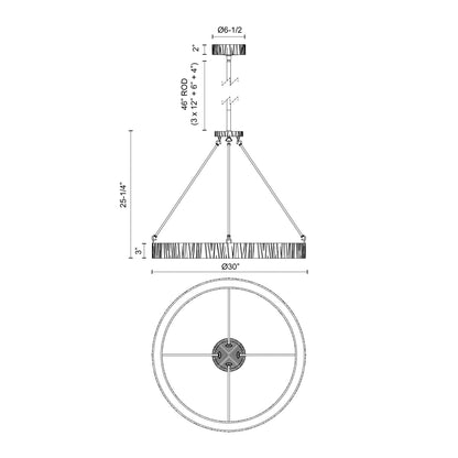 Kensington LED Pendant Light - line drawing.