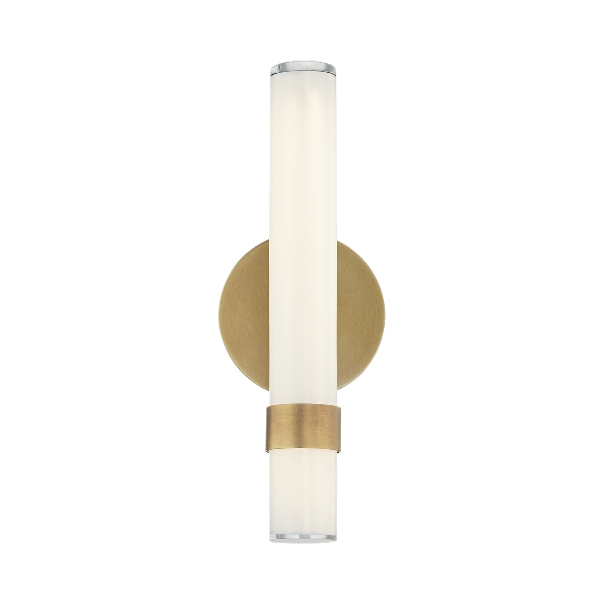 Madison LED Bath Wall Light in Vintage Brass.