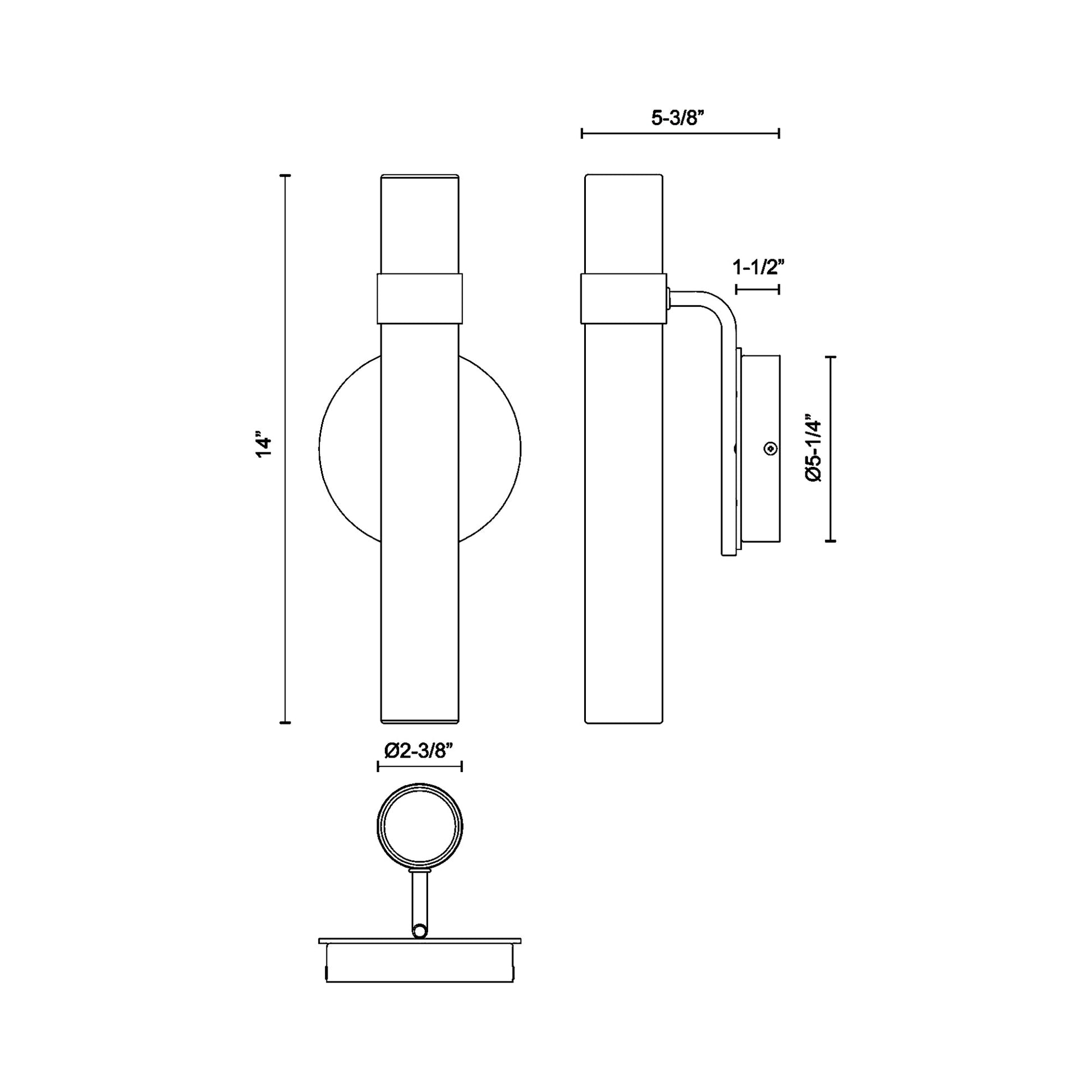 Madison LED Bath Wall Light - line drawing.