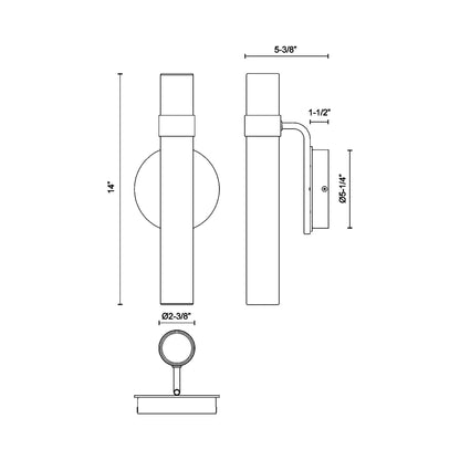 Madison LED Bath Wall Light - line drawing.