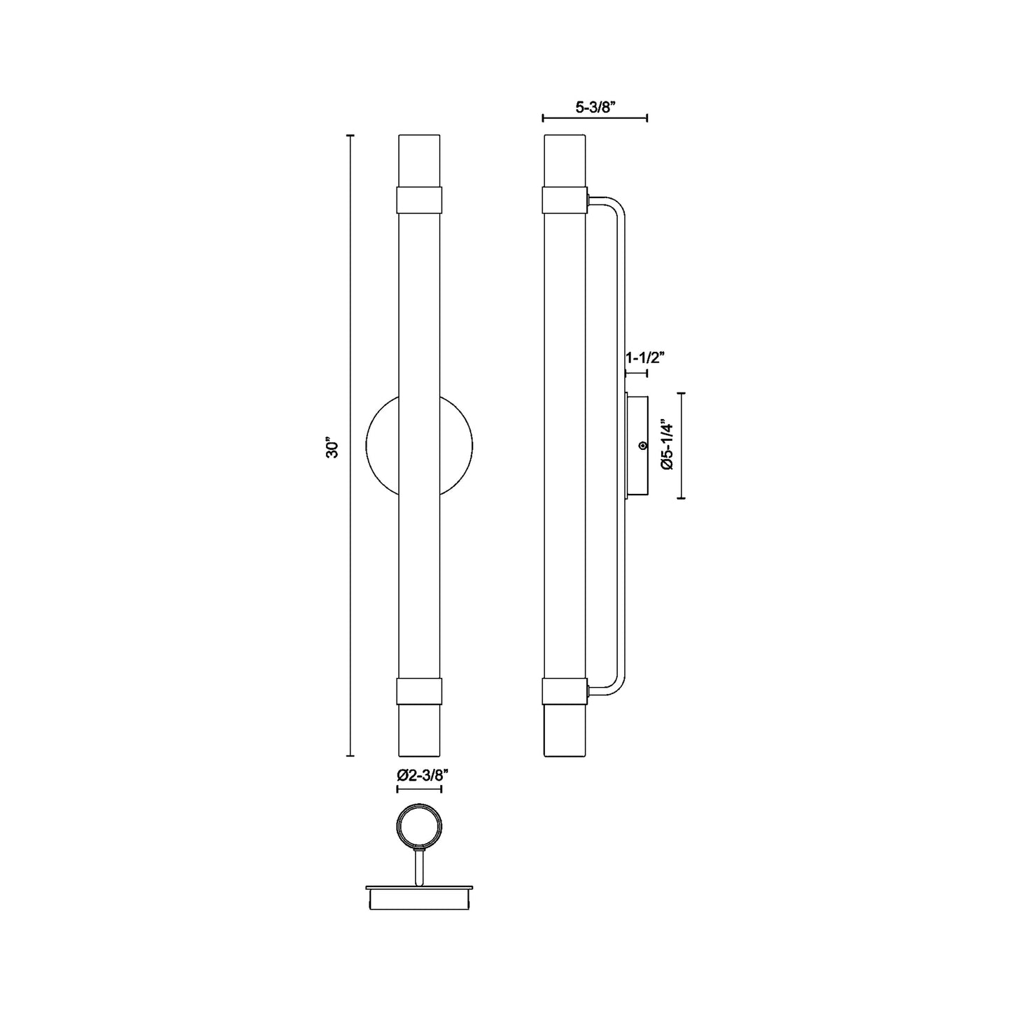 Madison LED Vanity Wall Light - line drawing.