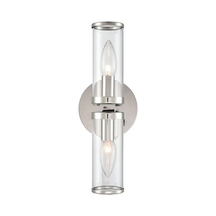 Revolve Bath Double Wall Light in Polished Nickel.