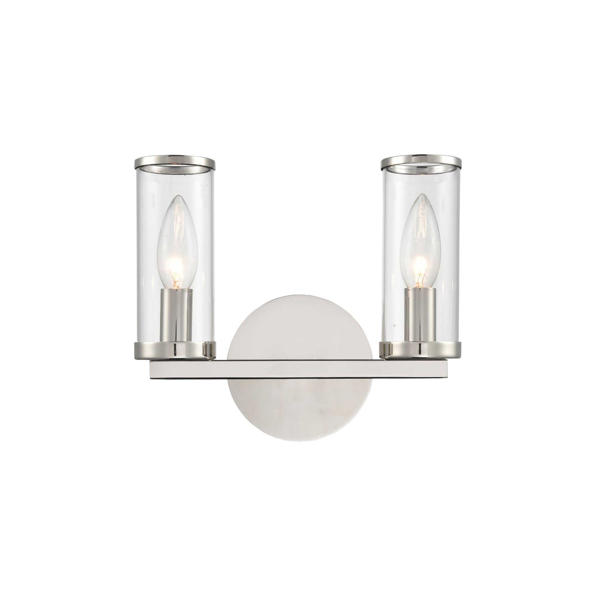 Revolve Bath Vanity Wall Light in Polished Nickel (2-Light).