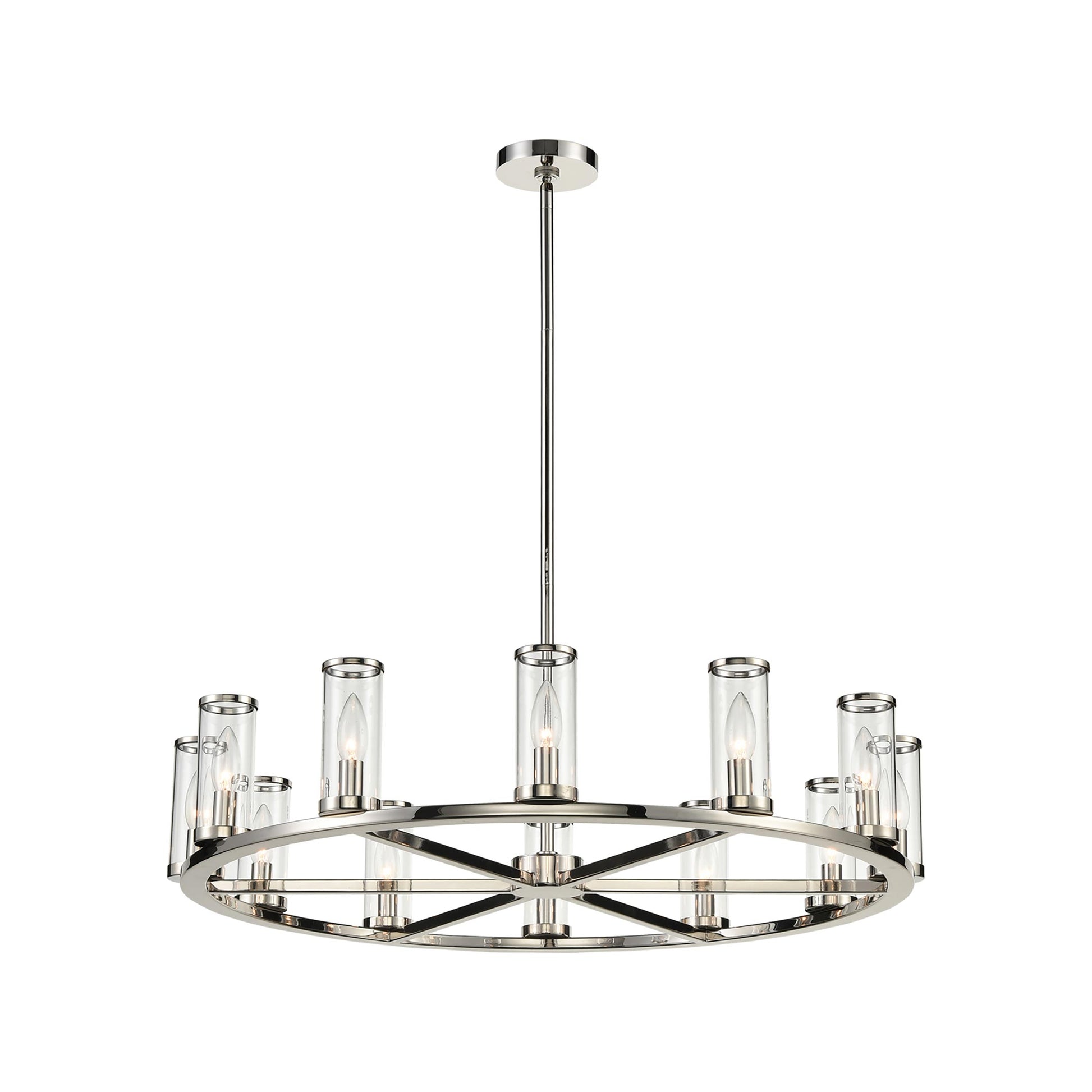Revolve Chandelier in Polished Nickel (12-Light/6.63-Inch).