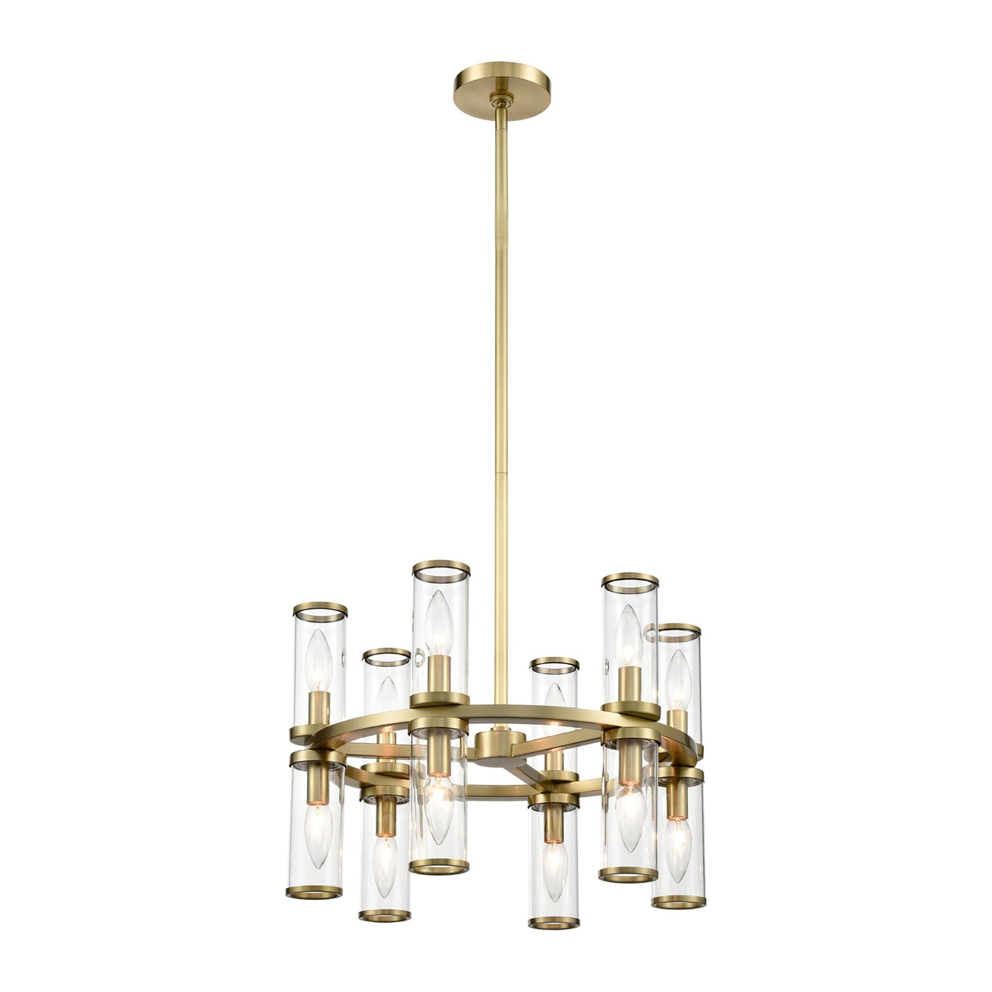Revolve Chandelier in Natural Brass (12-Light/12.63-Inch).