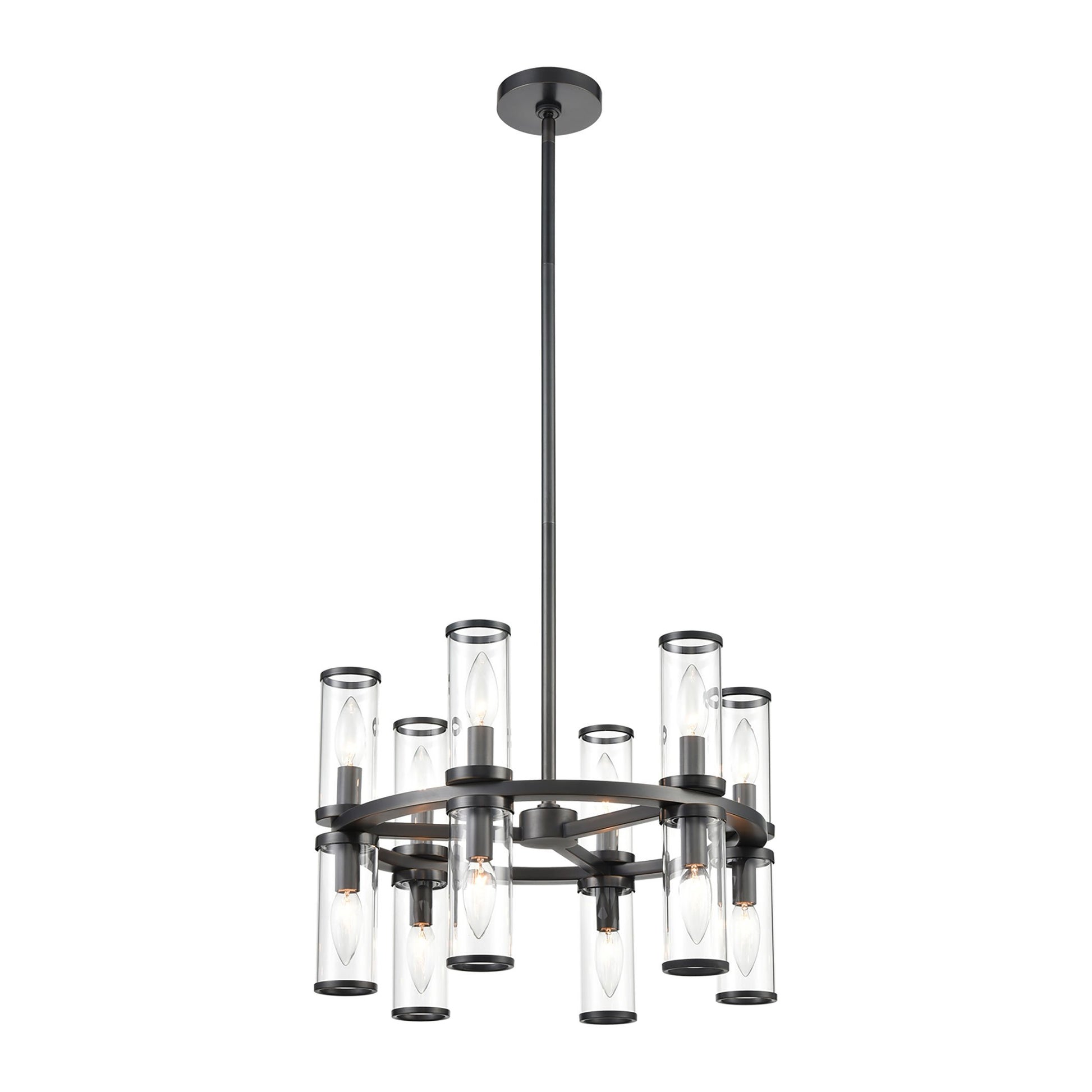 Revolve Chandelier in Urban Bronze (12-Light/12.63-Inch).