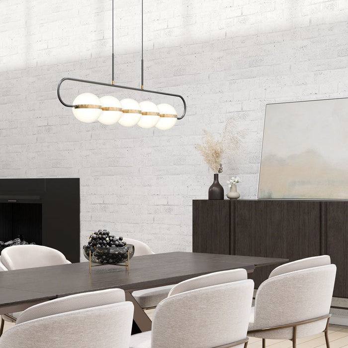 Tagliato LED Linear Pendant Light in dining room.