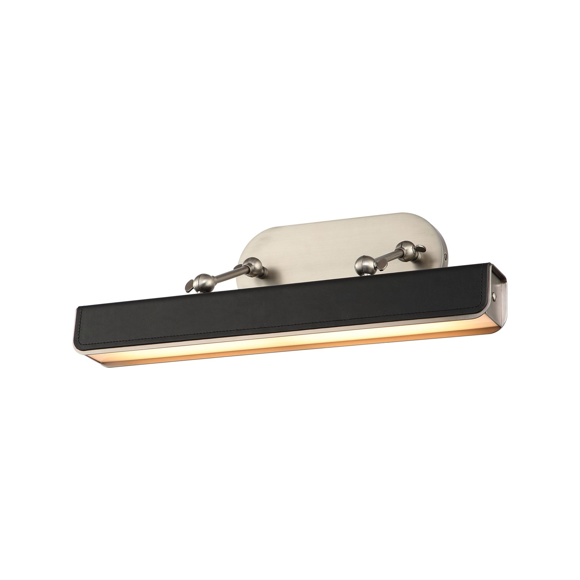 Valise LED Picture Light in Medium/Aged Nickel/Tuxedo Leather.