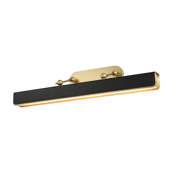 Valise LED Picture Light in Large/Vintage Brass/Tuxedo Leather.