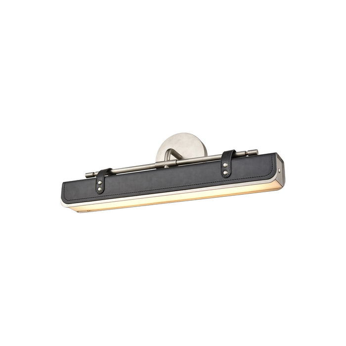 Valise LED Wall Light in Aged Nickel /Tuxedo Leather (Small).