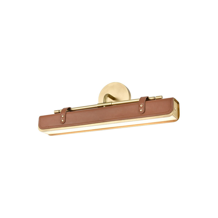 Valise LED Wall Light in Vintage Brass/Cognac Leather (Small).