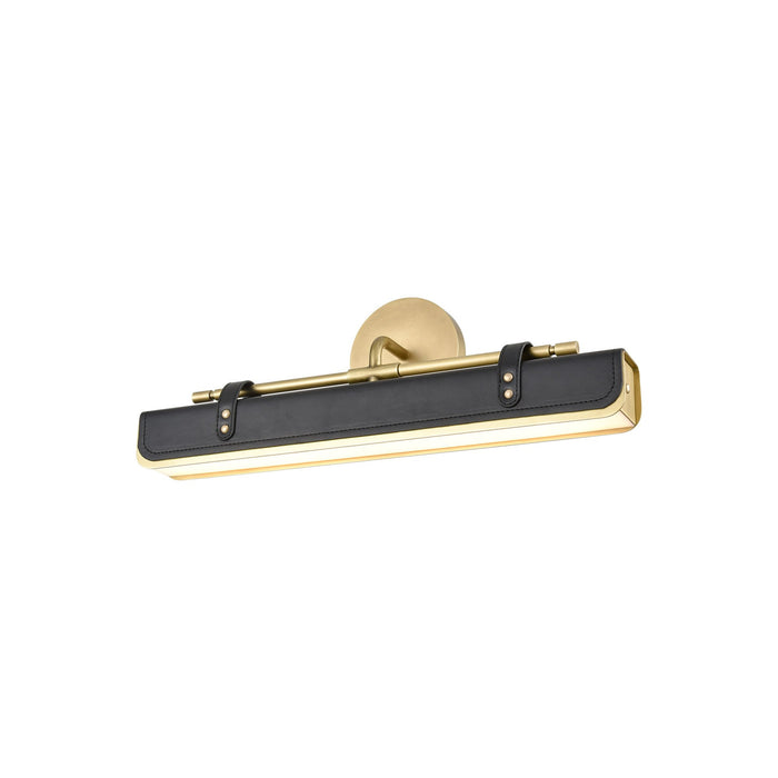 Valise LED Wall Light in Vintage Brass| Tuxedo Leather (Small).
