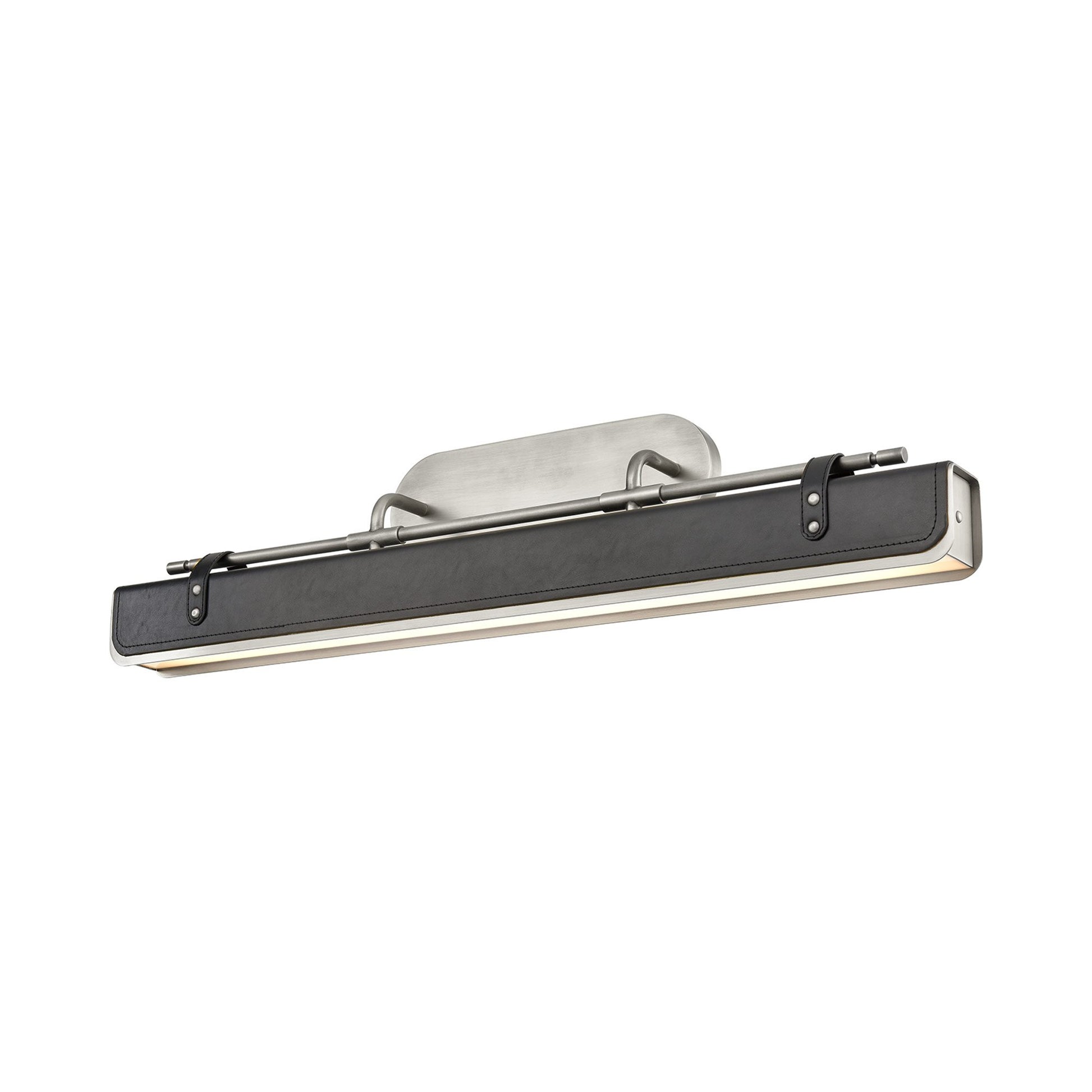 Valise LED Wall Light in Aged Nickel /Tuxedo Leather (Large).