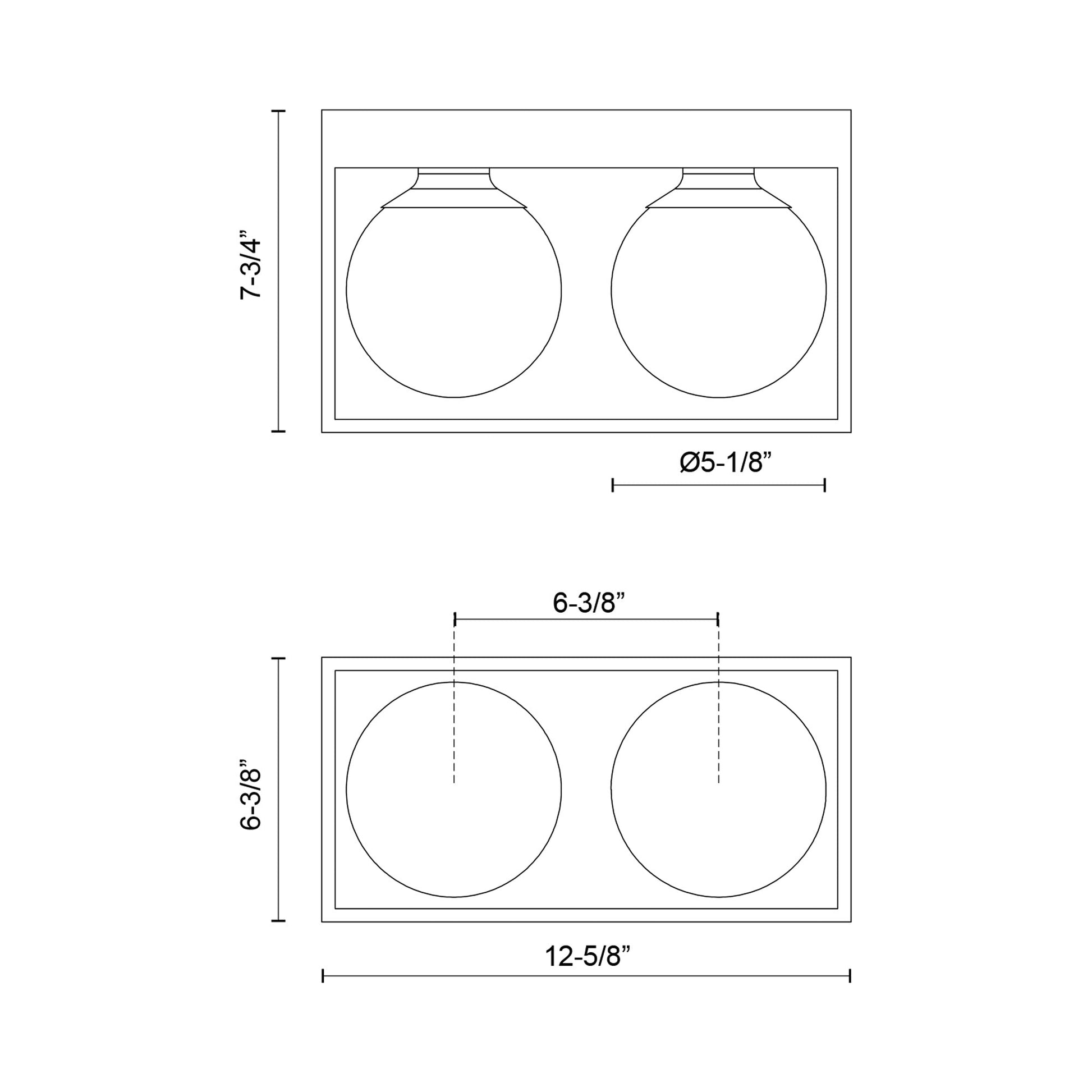 Amelia Vanity Wall Light - line drawing.