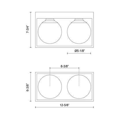 Amelia Vanity Wall Light - line drawing.