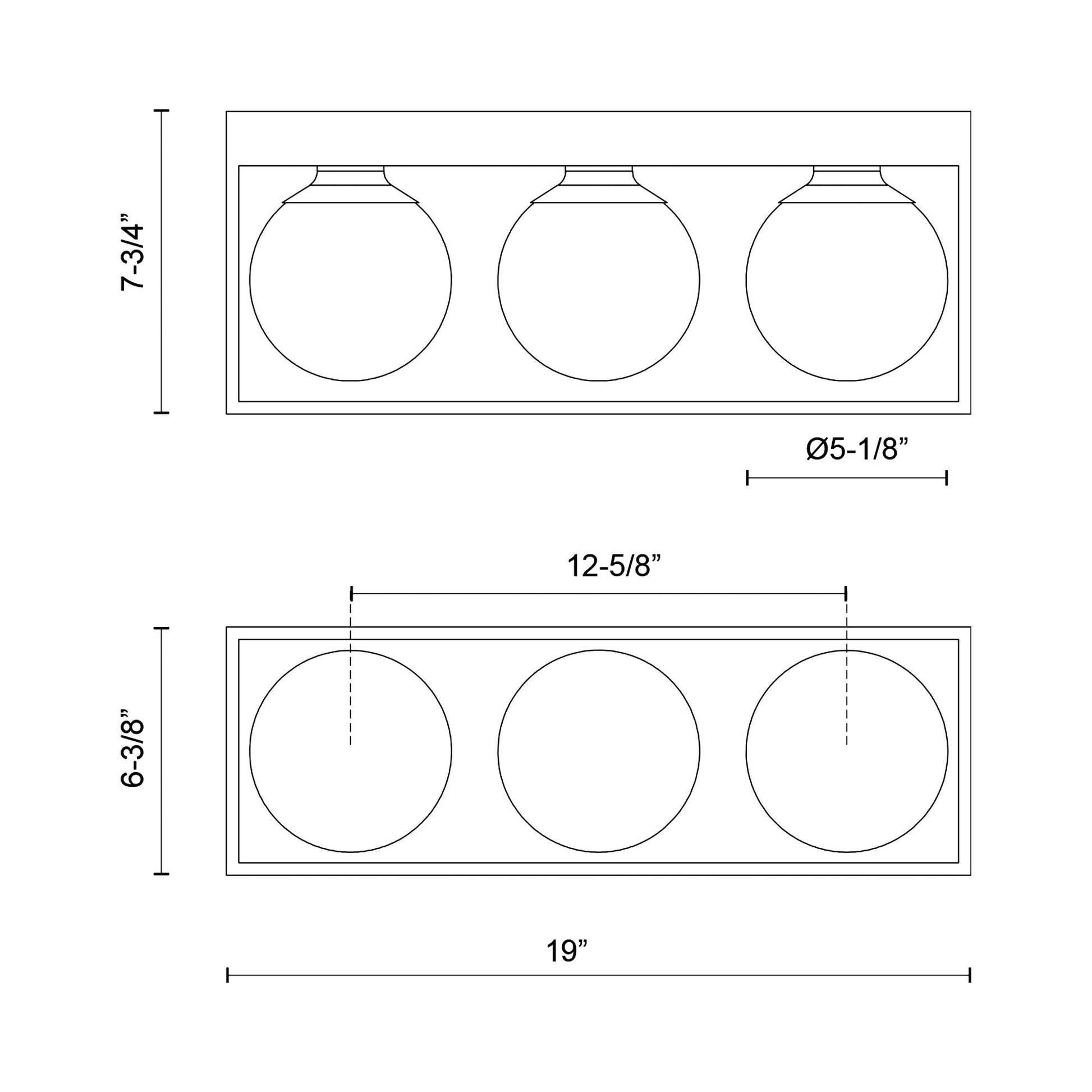Amelia Vanity Wall Light - line drawing.