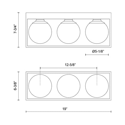 Amelia Vanity Wall Light - line drawing.
