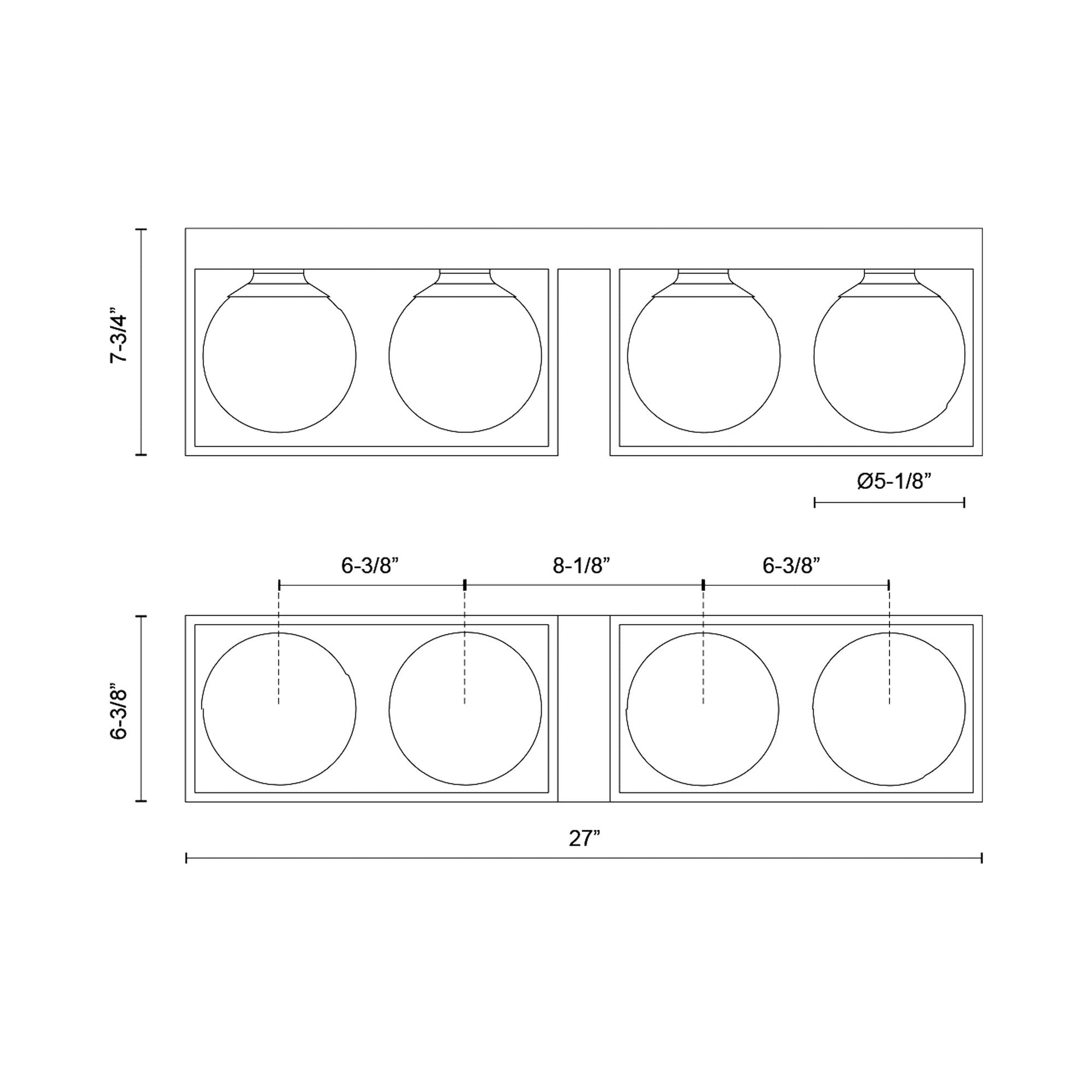 Amelia Vanity Wall Light - line drawing.