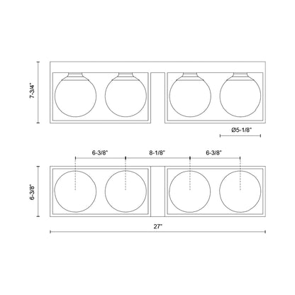 Amelia Vanity Wall Light - line drawing.