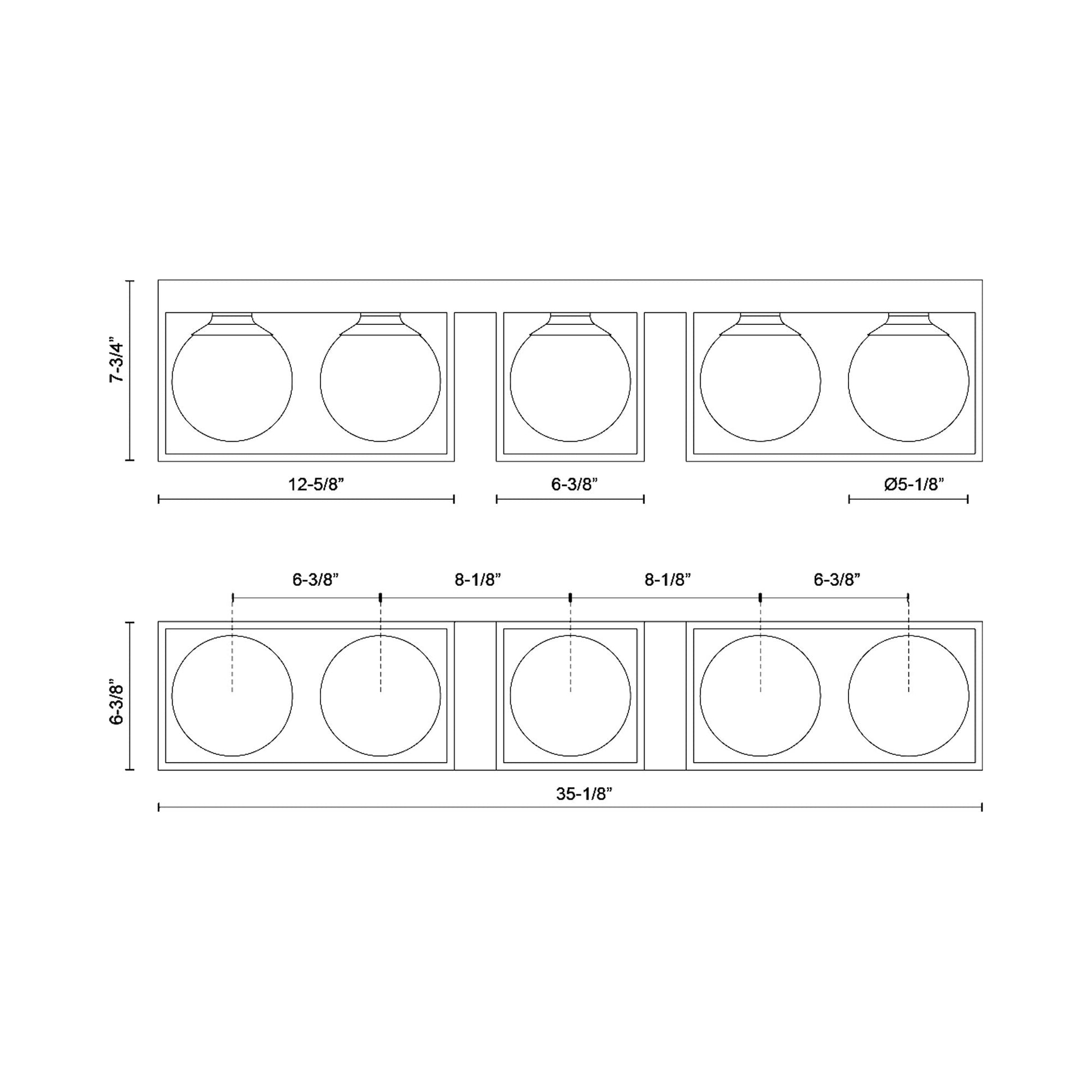 Amelia Vanity Wall Light - line drawing.