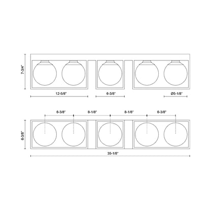 Amelia Vanity Wall Light - line drawing.