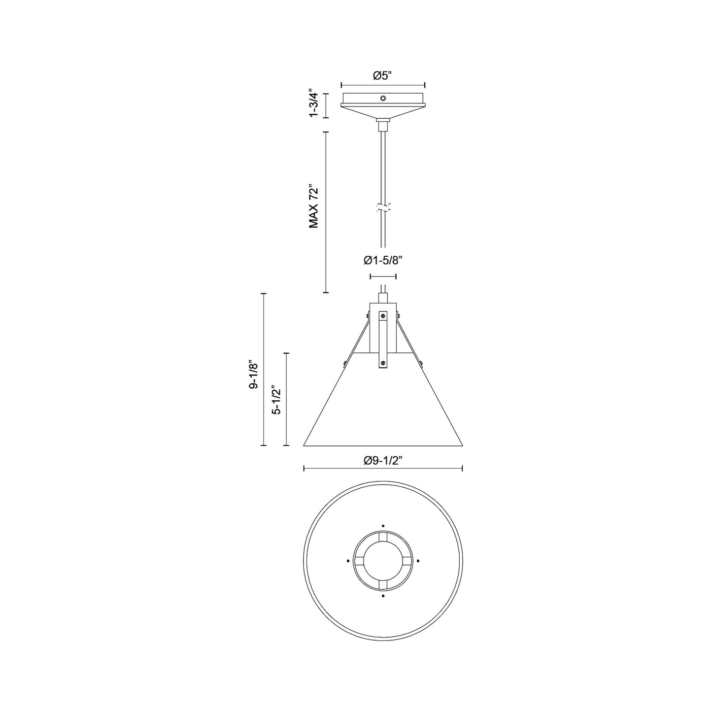 Archer Pendant light - line drawing.