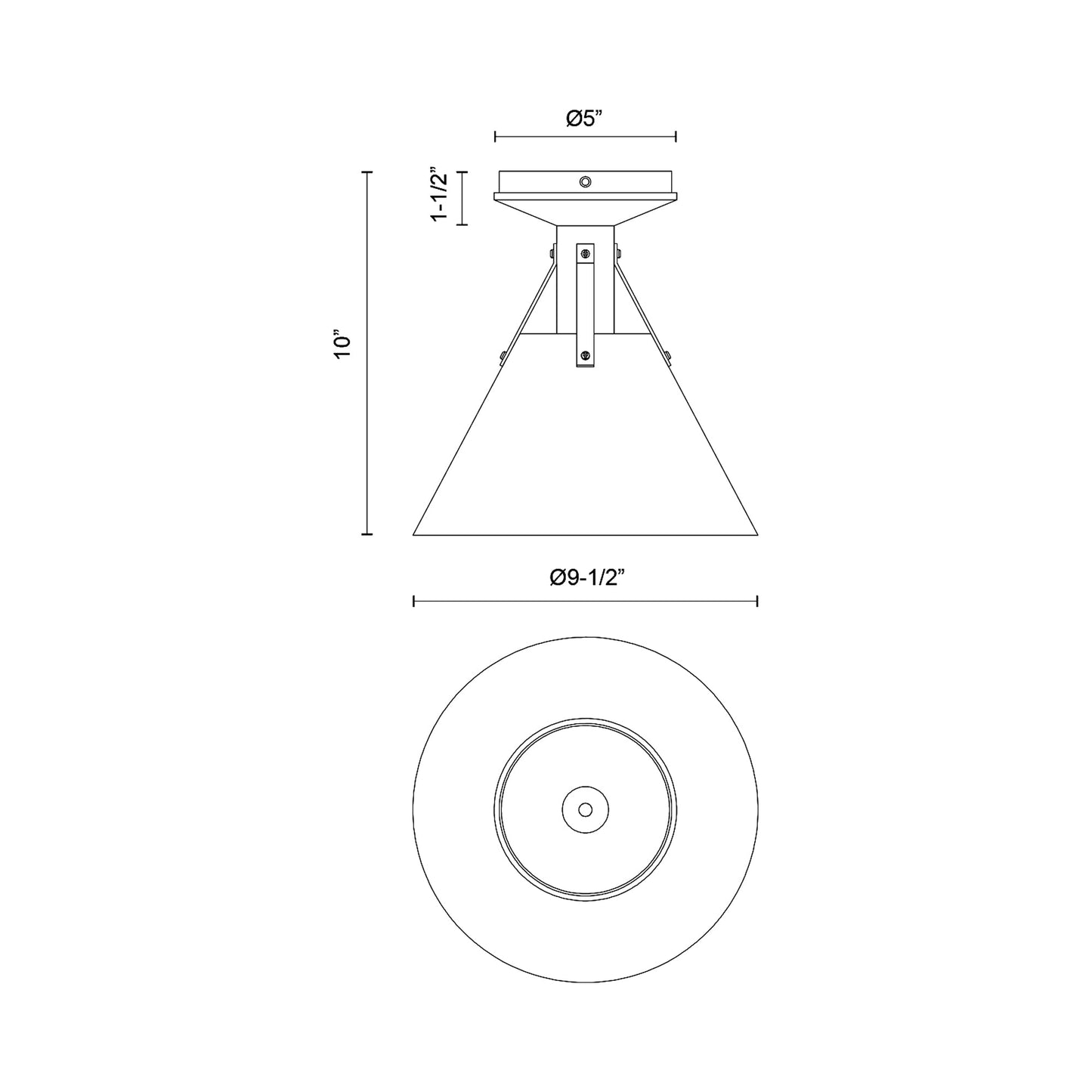 Archer Semi Flush Mount Ceiling Light - line drawing.