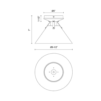 Archer Semi Flush Mount Ceiling Light - line drawing.