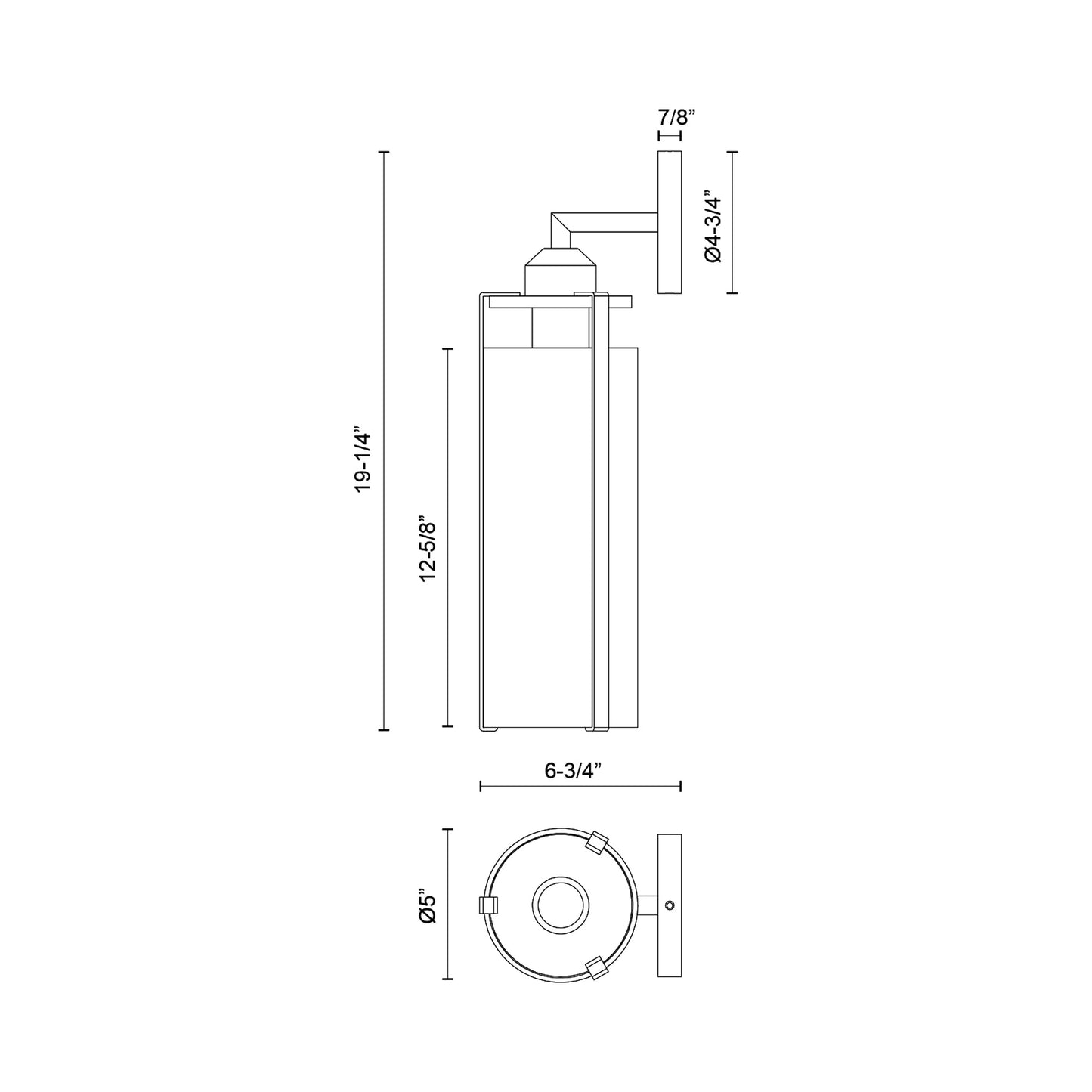 Belmont Wall Light - line drawing.