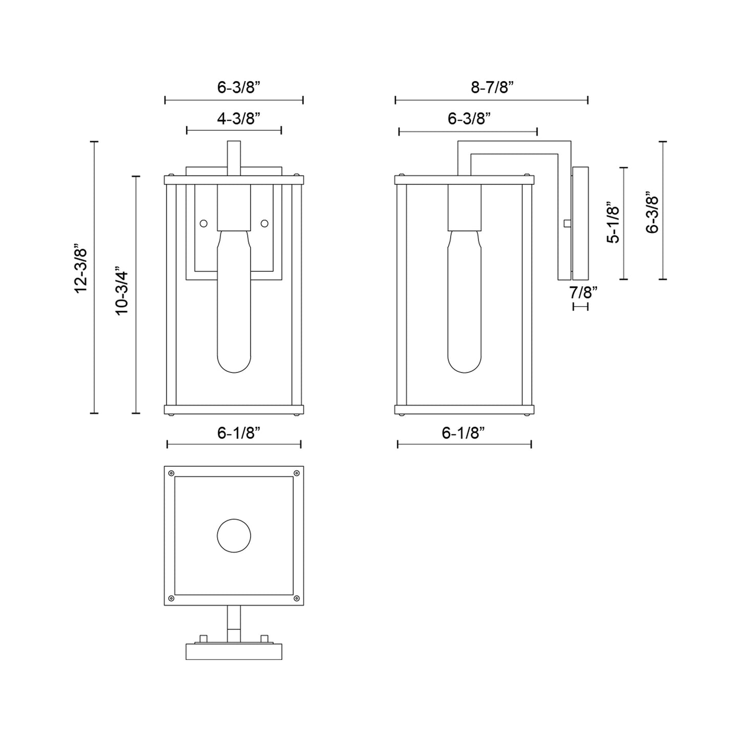 Brentwood Outdoor Wall Light - line drawing.