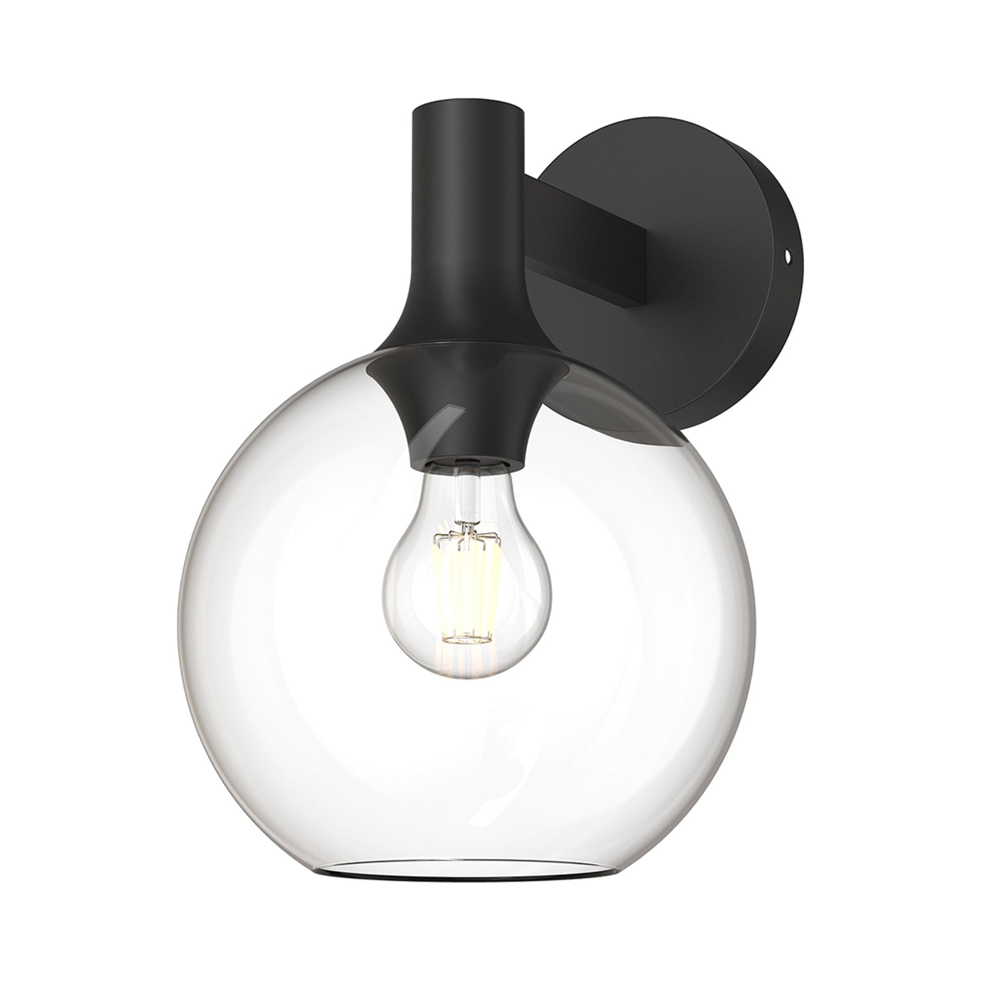 Castilla Bath Wall Light in Matte Black/Clear Glass.