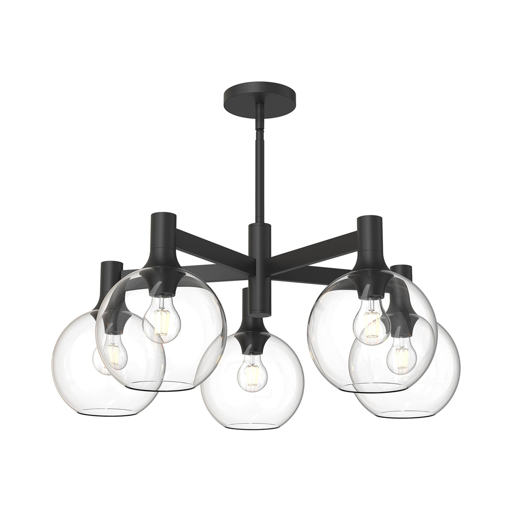 Castilla Chandelier in Matte Black/Clear Glass (5-Light).