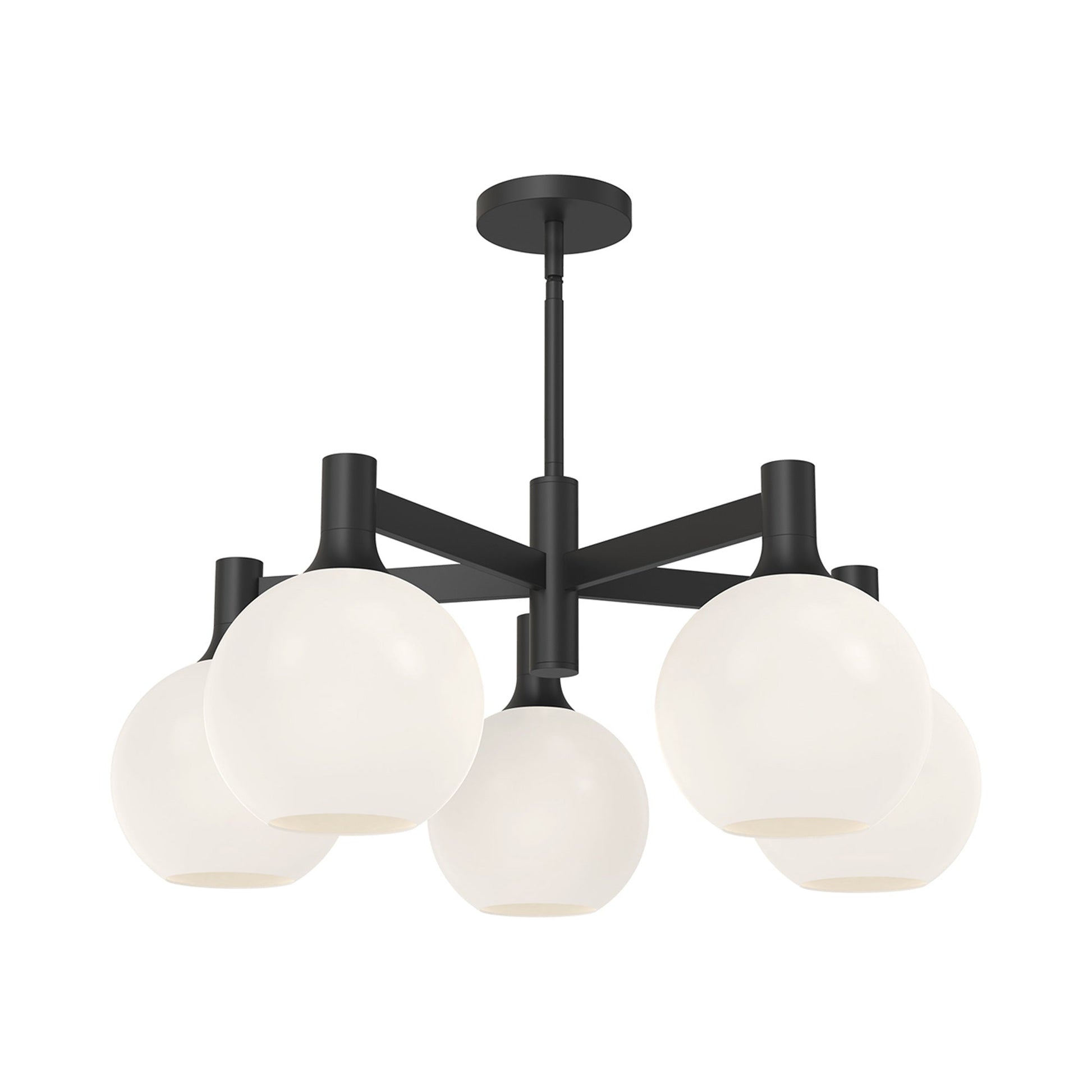 Castilla Chandelier in Matte Black/Opal Matte Glass (5-Light).
