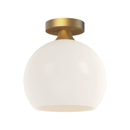 Castilla Flush Mount Ceiling Light in Aged Gold/Opal Matte Glass (Medium).