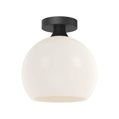 Castilla Flush Mount Ceiling Light in Matte Black/Opal Matte Glass (Medium).