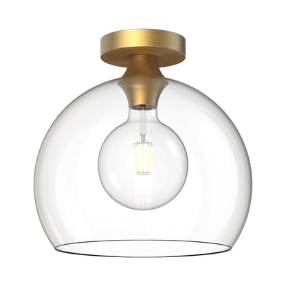 Castilla Flush Mount Ceiling Light in Aged Gold/Clear Glass (Large).