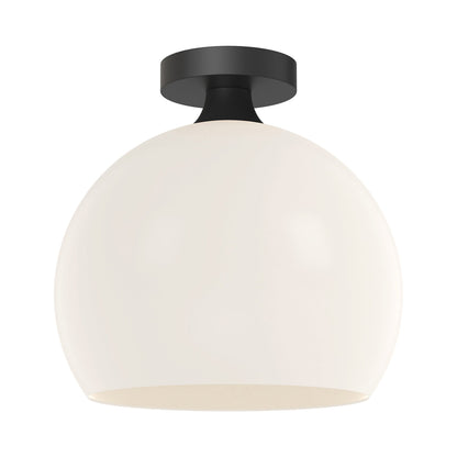 Castilla Flush Mount Ceiling Light in Matte Black/Opal Matte Glass (Large).