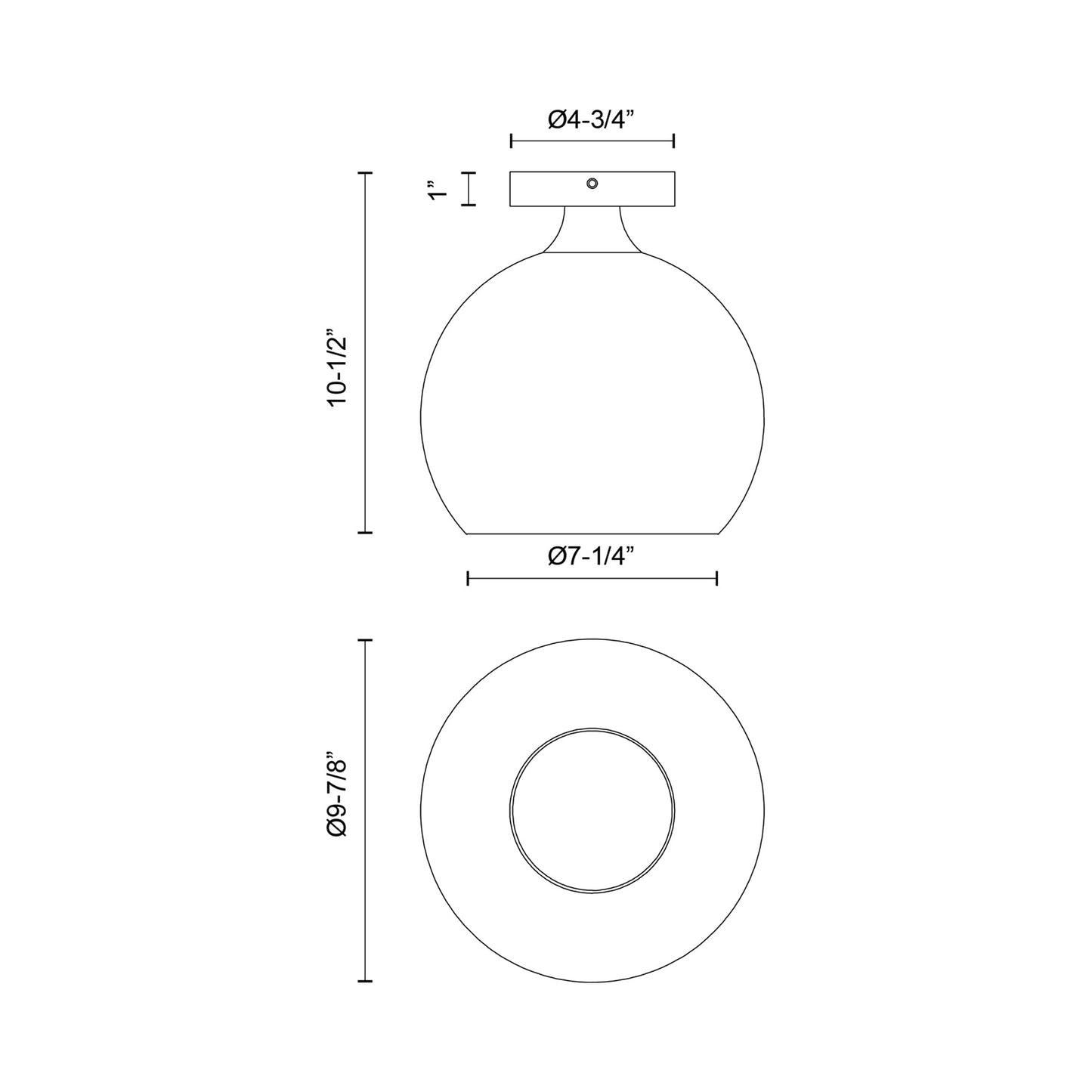 Castilla Flush Mount Ceiling Light - line drawing.