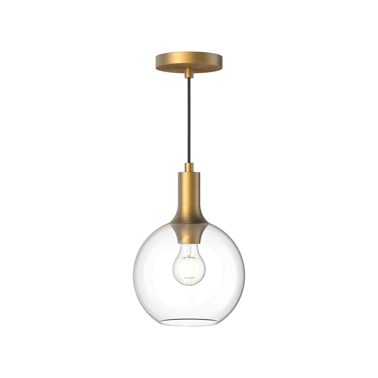 Castilla Pendant Light in Aged Gold/Clear Glass (Small).