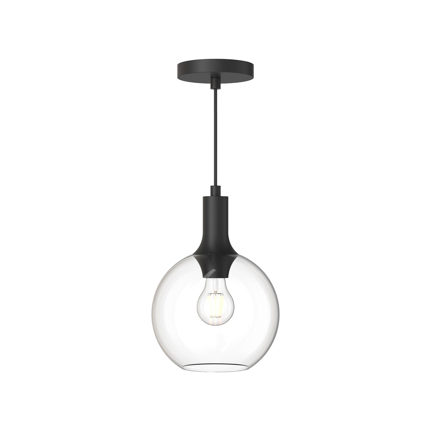 Castilla Pendant Light in Matte Black/Clear Glass (Small).