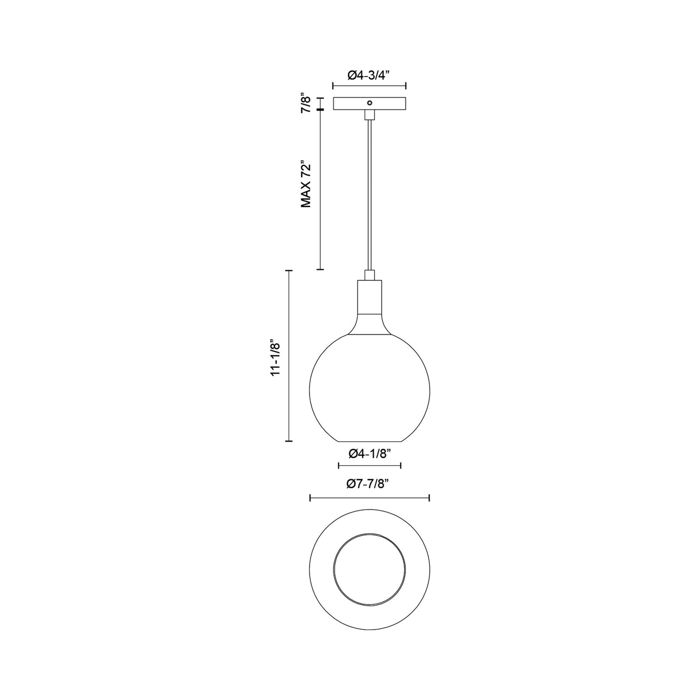 Castilla Pendant Light - line drawing.