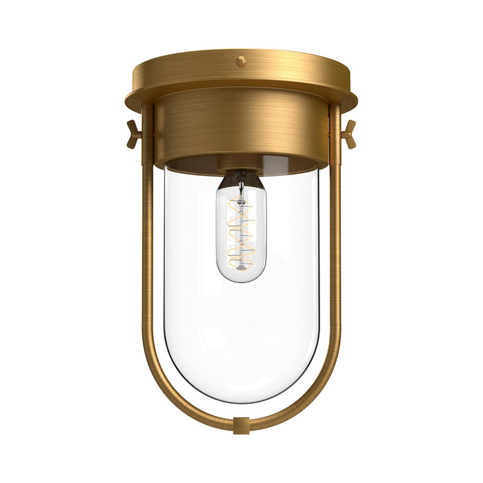 Cyrus Flush Mount Ceiling Light in Aged Gold.