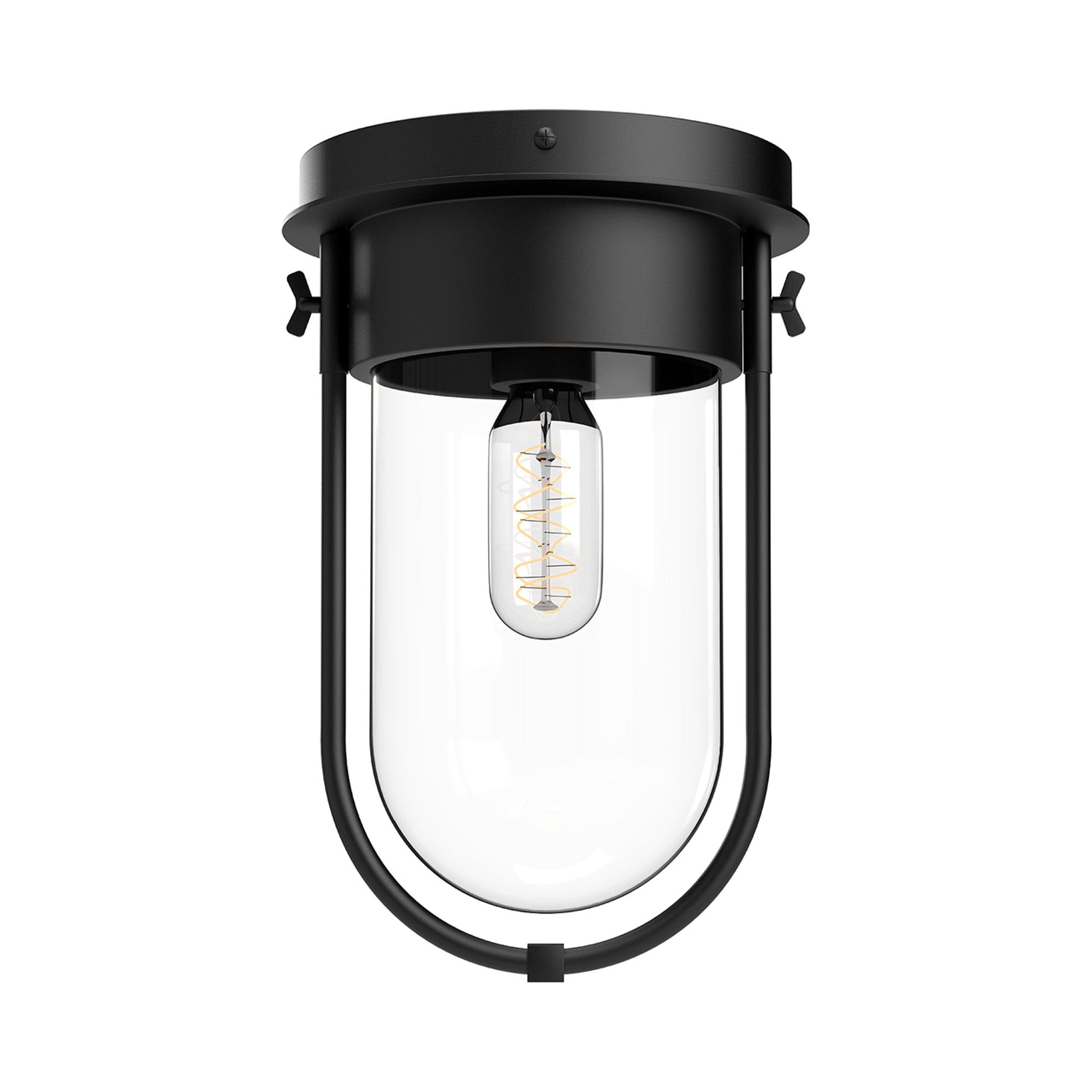 Cyrus Flush Mount Ceiling Light in Matte Black.