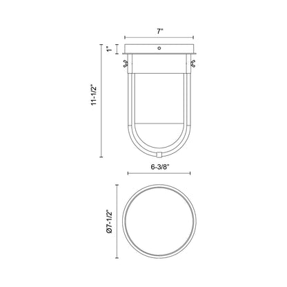 Cyrus Flush Mount Ceiling Light - line drawing.