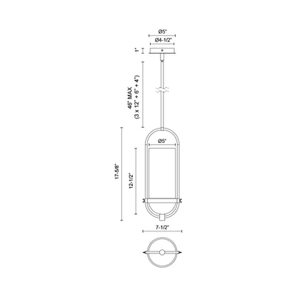 Cyrus Pendant Light - line drawing.