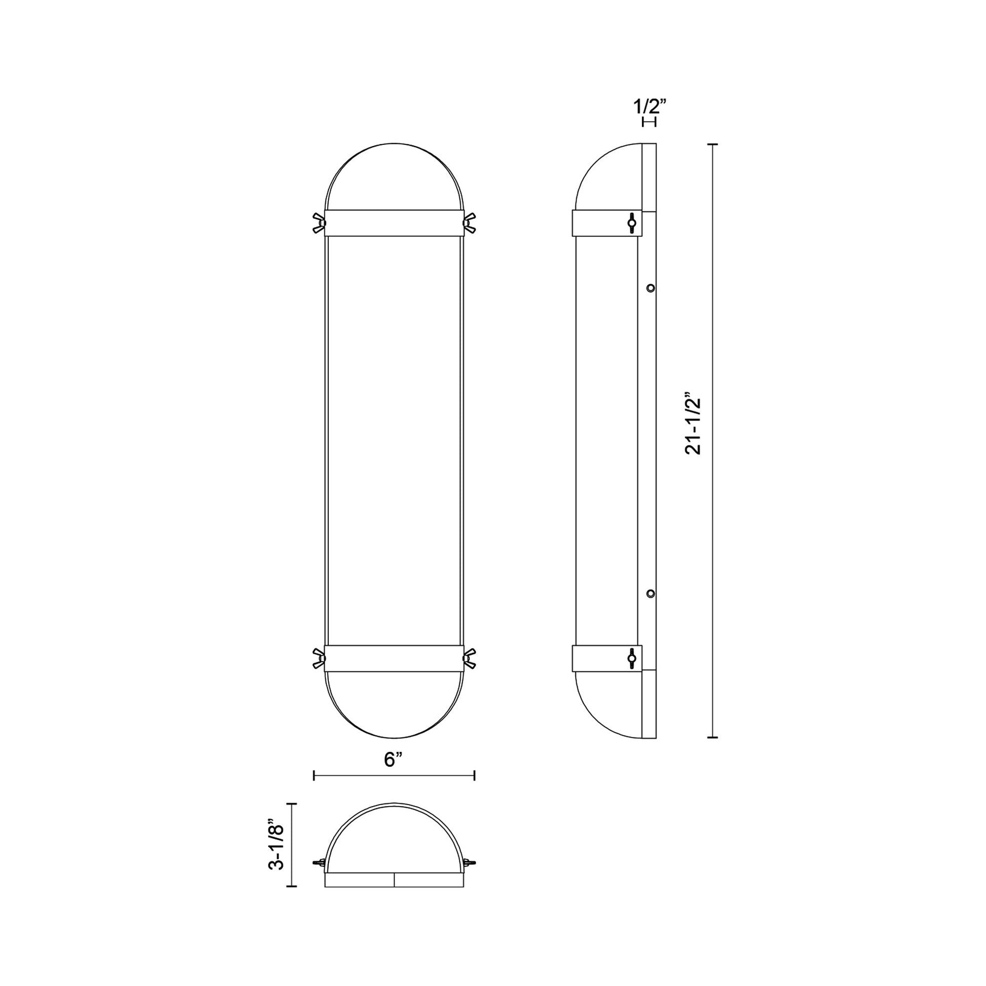 Cyrus Vanity Light - line drawing.