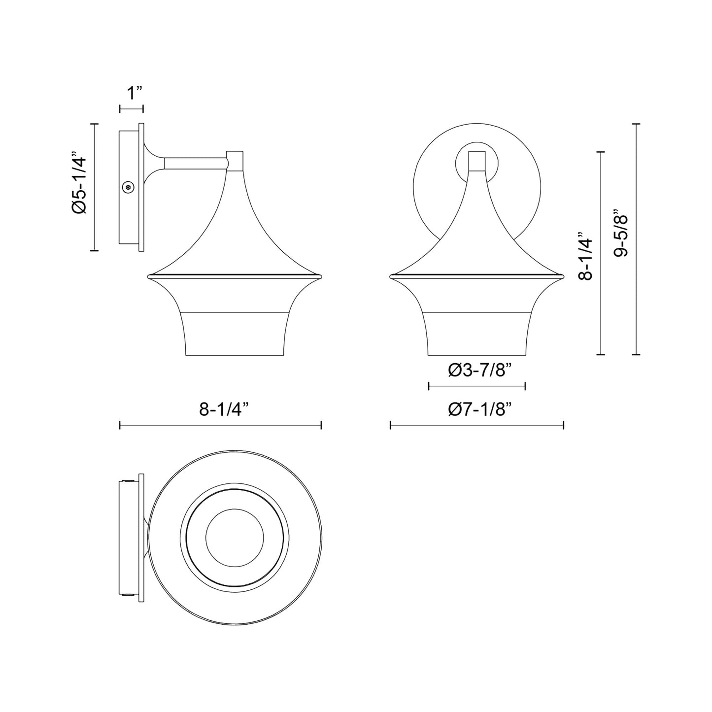 Emiko Extended Wall Light - line drawing.